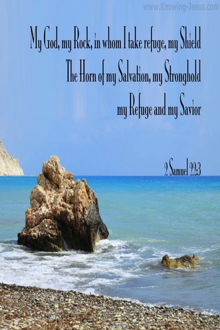 2 Samuel 22:3 My God My Rock In Whom I Take Refuge (blue)